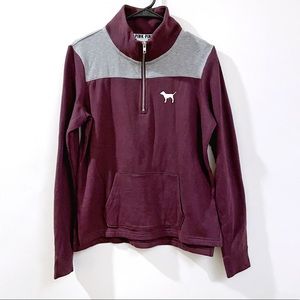PINK Victoria’s Secret Half Zip Maroon/Gray Sweater